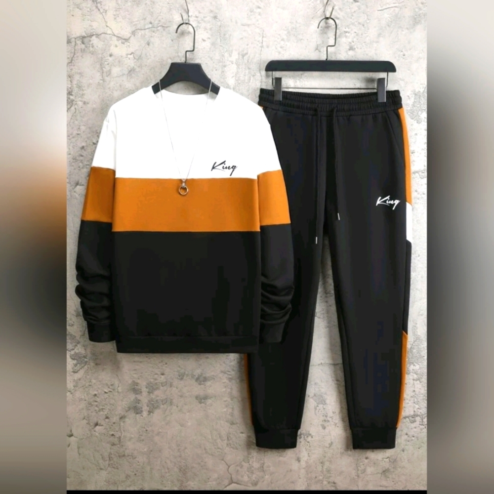 Manfinity Homme Men Letter Graphic Colorblock Sweatshirt & Sweatpants